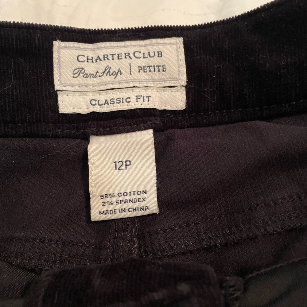 Charter Club 12P Classic Fit Cords, Black